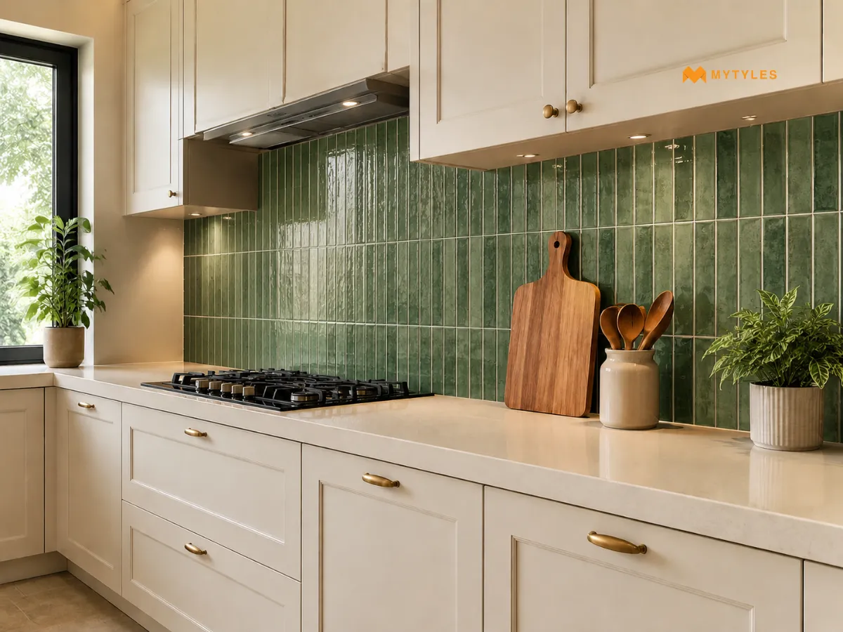 Contrasting the Backsplash With Cabinets and Countertop 